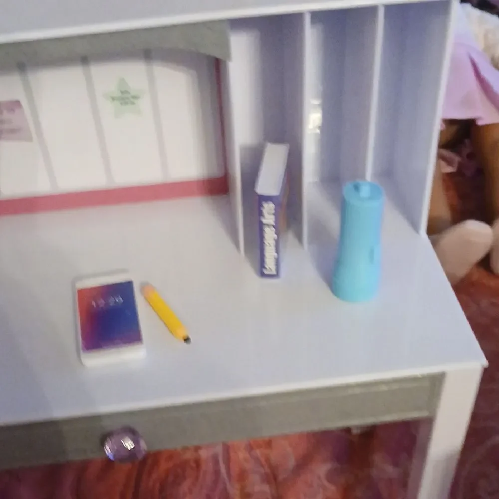 Kids White and Gray Play Desk with Accessories